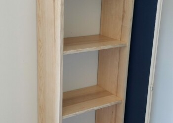 Petite bibliothèque en frêne olivier.