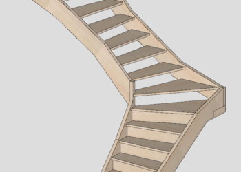 Plan 3D d'un escalier double_quart.